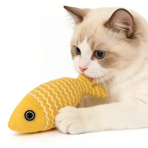 Interactive Catnip Chew Toy Organic Catnip Soft  Material Scratching and Kicker Cat Toys for Indoor Kittens, Drives Bored Cats Crazy with Fun Realistic self-play teaser that flips, kicks & survives sharp teeth