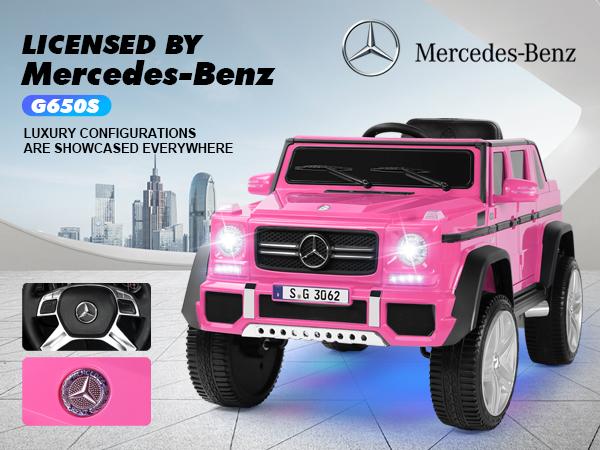 Ride On Cars 12V7AH Battery Powered Toy Electric Car for Kids with 2.4GHz Remote Control 2 Motors 3 Speeds Lock Music Horn LED Lights Pink