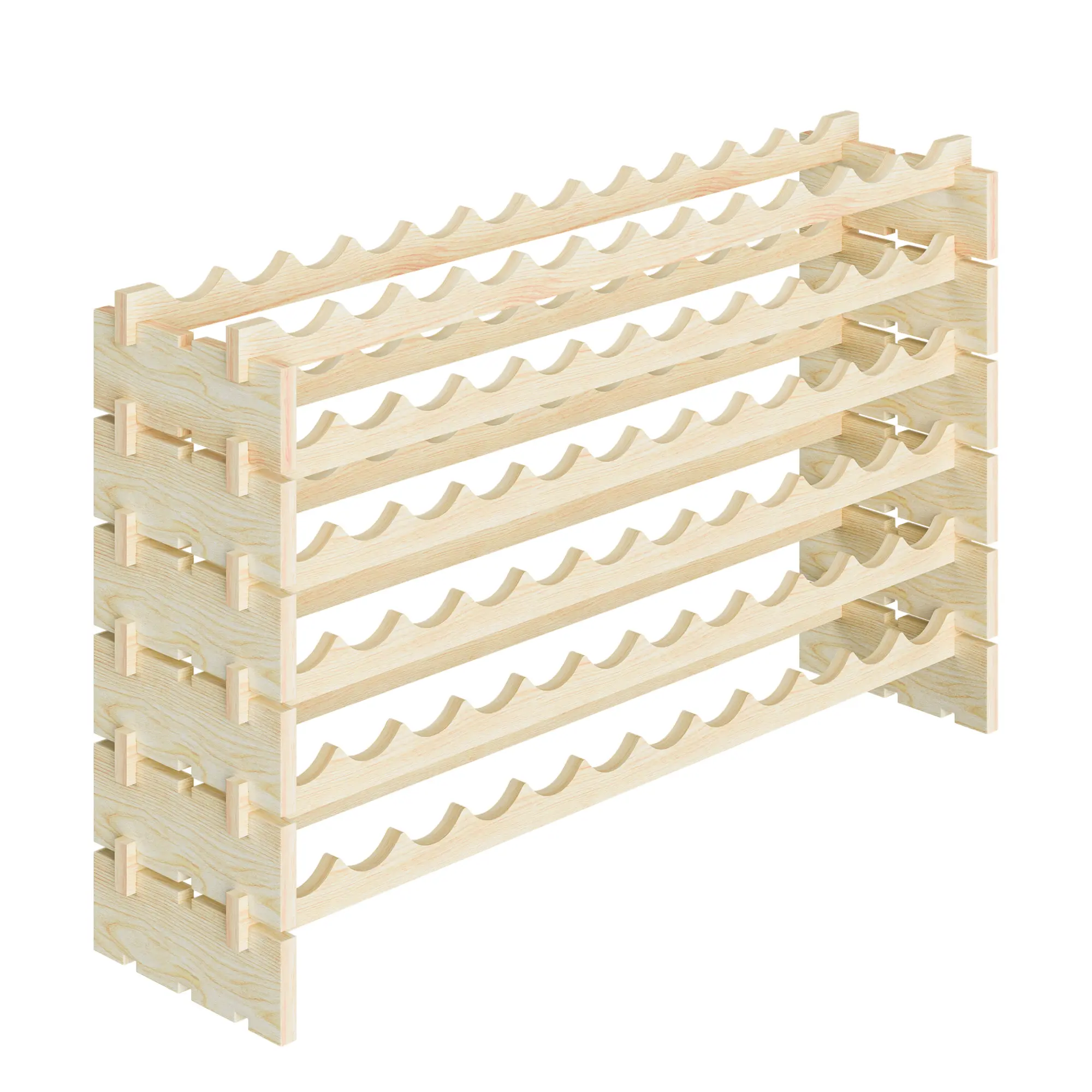 Segawe Stackable Modular Wine Rack - Modern Solid Wood Furniture with Wave Shelves, Arc Shape, 72/96 Bottle Freestanding Storage Cupboard, Kitchen Stand with Bamboo Utensils Holder, Freestanding Wood Cupboard, Sideboard With Storage
