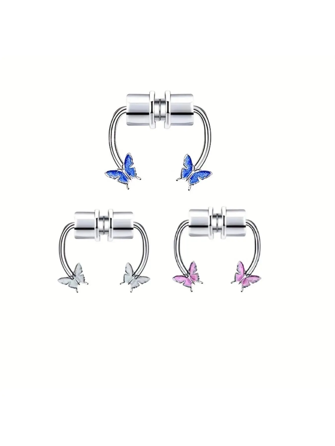 Butterfly Design Magnetic Nose Ring, Fake Septum Ring, Faux Nose Septum Rings, Non-pierced Clip on Nose Rings, Nose Piercing Jewelry for Women Men, Nose Rings Set, Fake Piercings