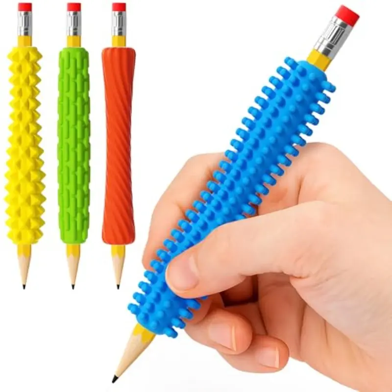 Textured Silicone Pencil Grips, Sensory Stress-Relief Writing Aids, Quiet Focus Tool for Kids & Adults, Classroom & Travel Use, Office Supplies, Office Stationery Supplies, School Supplies