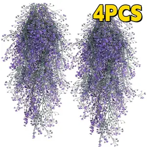 4pcs Large Faux Ivy Hanging Vine Plants, Artificial Ferns for Home, Garden, Wedding, Indoor and Outdoor Decorations, Room Decor, Wall flower crochet bouquet panels anchors pegboard