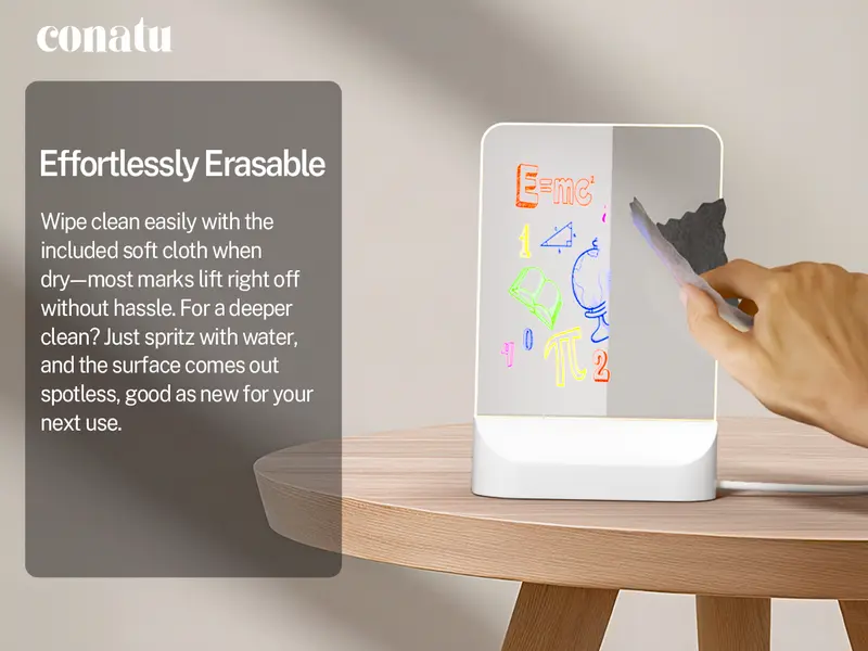 thumbnail image 2 of Acrylic Dry Erase LED Board–Clear Lighted Doodle Board– Rewritable Glow Easel Digital Chore Board–Children's Note Board–Acrylic Message Board With Stand–Lumino Writing Tablet 2 of 12