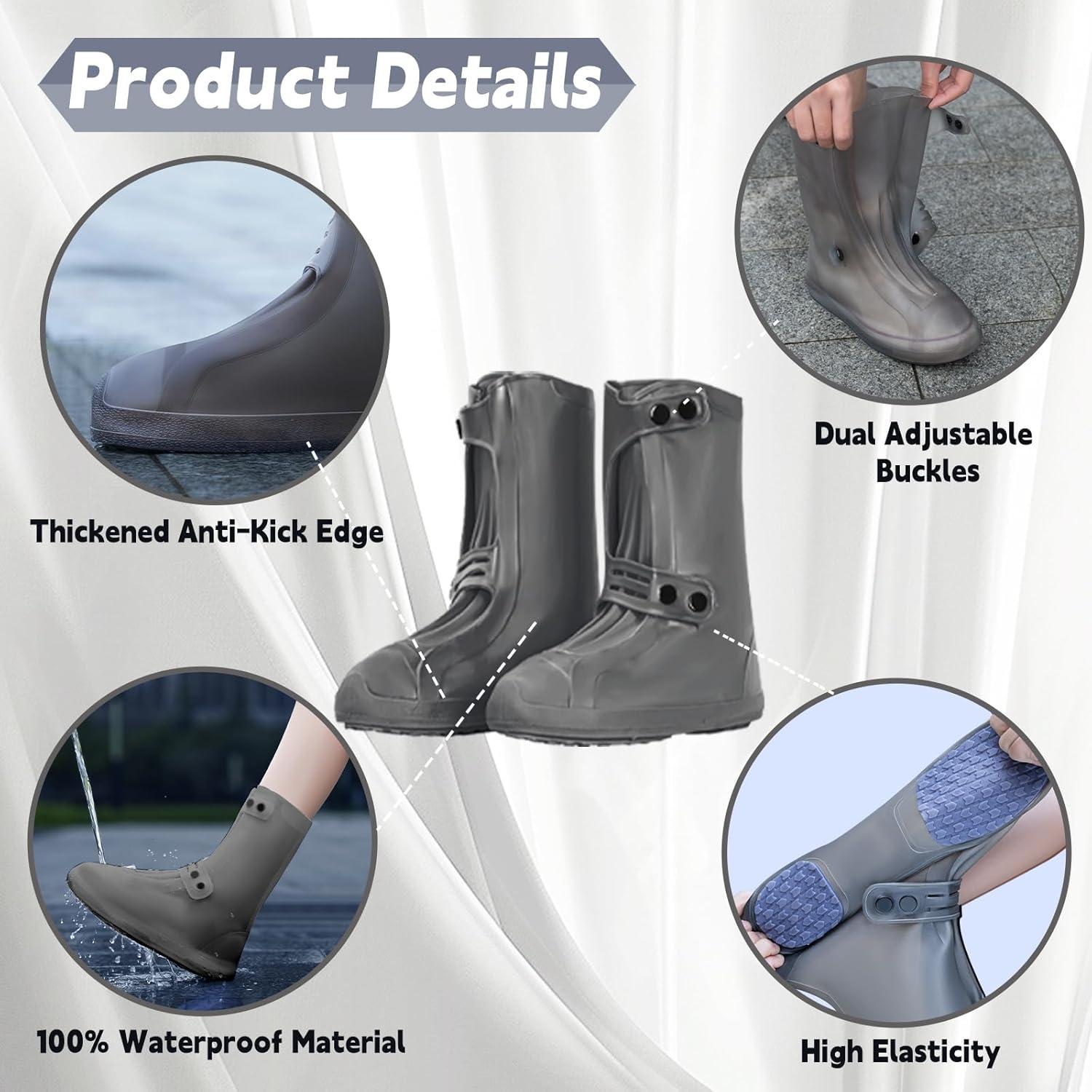 Waterproof Shoe Covers Non-Slip Rain Shoe Covers Reusable Silicone Shoes Covers For Rain Resistant Rain Boots For Men Women Outdoor Overshoes Protection