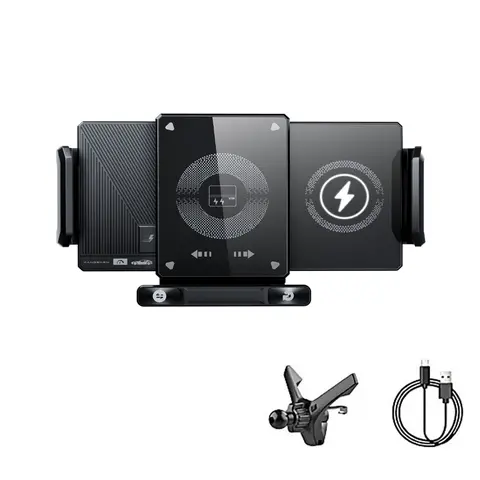 Auto Clamp Wireless Car Charger + Mount - Phone Holder for Car, Clamp-On, Fits 6-7.2-Inch Mobile Phones/Under 18cm Tablets, Works with iPhone, Galaxy, Android, Travel Accessory, Father's Day Gift