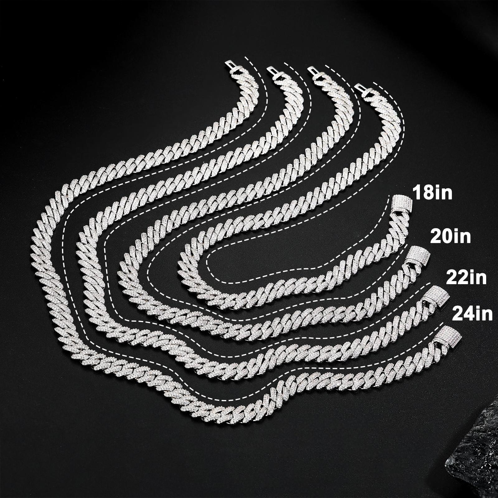 【#CZP397】Shining Cuban Chain Fashion Trend Square Necklace Miami Cuban Chain Ice Out Men's Hip Hop Rap Fashion Necklace Sparkling 14mm Width  FallFreshness