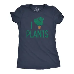 Womens I Heart Plants T Shirt Funny Cute Botany Horticulture Tee for Ladies Funny Womens T Shirts Cute Vintage Fashion Casual Ladies T-Shirt Gift Funny Environmental Top Women's Novelty Tees Navy -