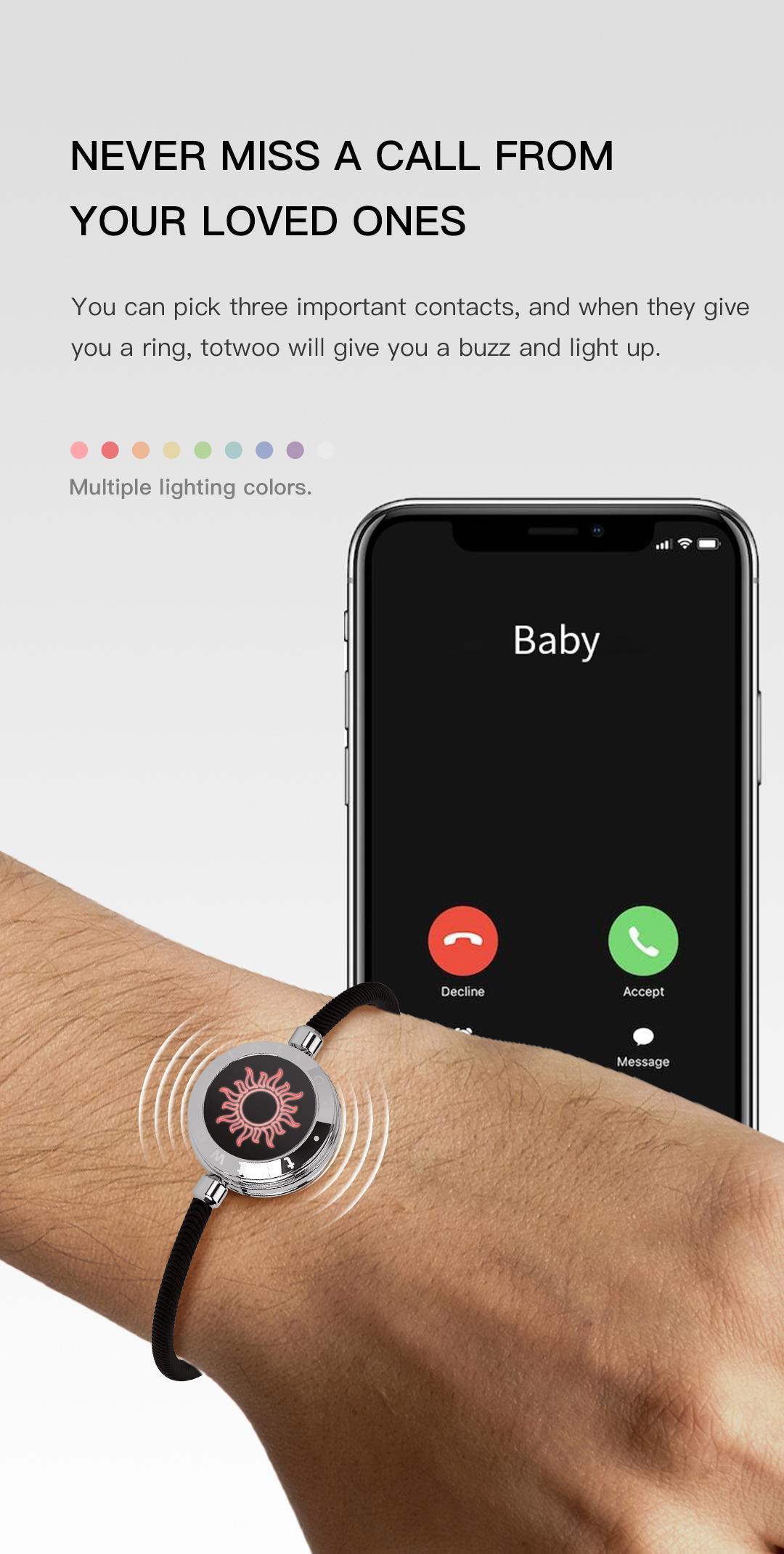 Totwoo Long Distance Touch Bracelets for Couples, Sun & Moon Design, Smart Love Connection, Best Gifts for Boyfriend, Girlfriend, Family & Friends, Relationship & Friendship Wearable Bracelets for Distance Love & Communication