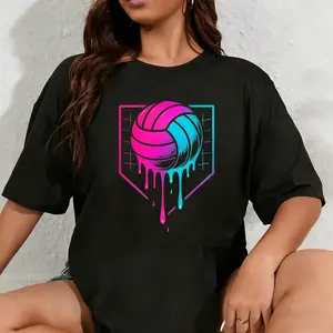 100% Cotton Unisex Volleyball Drip for Teens Ice Cream Drip Girls Volleyball T-Shirt