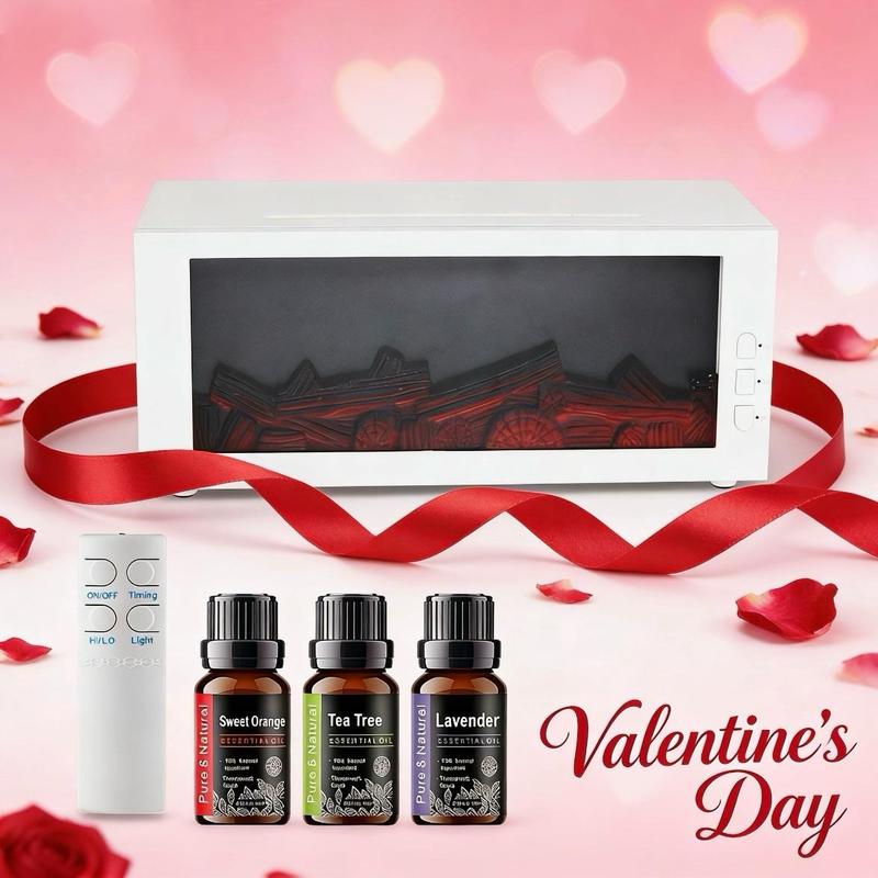 Valentine's Day Gift 300ML Flame Aroma Diffuser with Remote Control Romantic Fireplace Night Light & essential oil Humidifier for Bedroom 7 Color LED Lights humidifier Valentine's Day Gift 300ML Flame Aroma Diffuser with Remote Control Romantic Fireplace Night Light & essential oil Humidifier for Bedroom 7 Color LED Lights humidifier