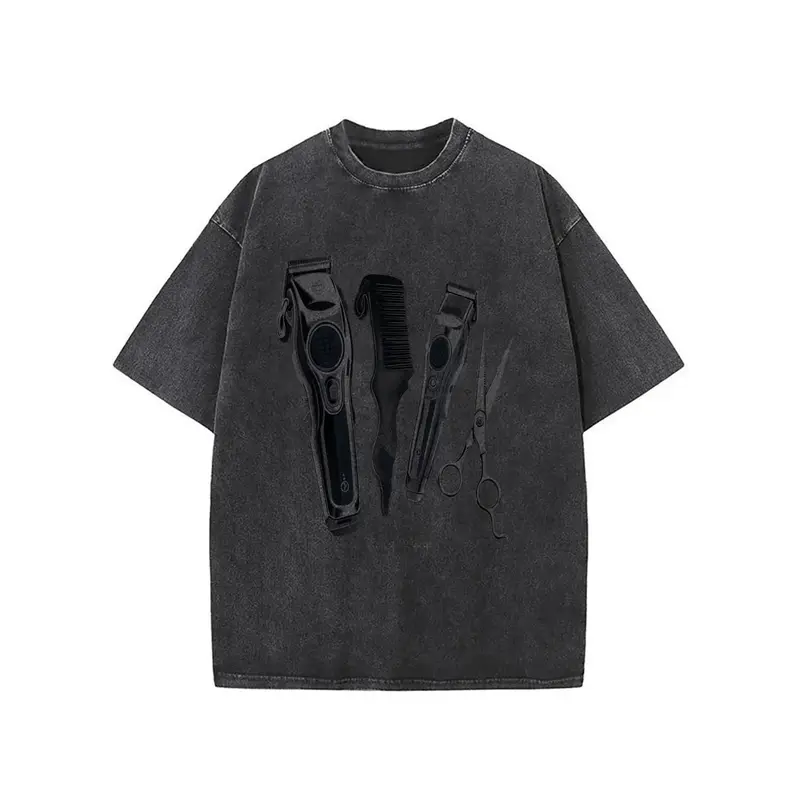 Men'S 100% Barber Tools Graphic T-Shirt - Stylish Short Sleeve Casual Tee with Scissors