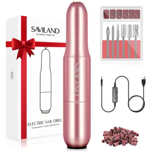 SAVILAND Electric Nail Drill: Professional Portable E-File Nail Drill with 6PCS Drill Bits for Manicure & Pedicure, Electric Nail File for Home & Salon Use, Rose