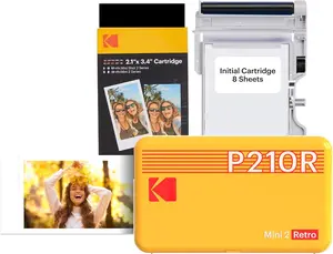 Mini 2 Retro 4PASS Portable Photo Printer, 2.1x3.4inch, Instant Photo Printer for iPhone and Android, Photo Printer Gift, 38-Photo Set, Yellow