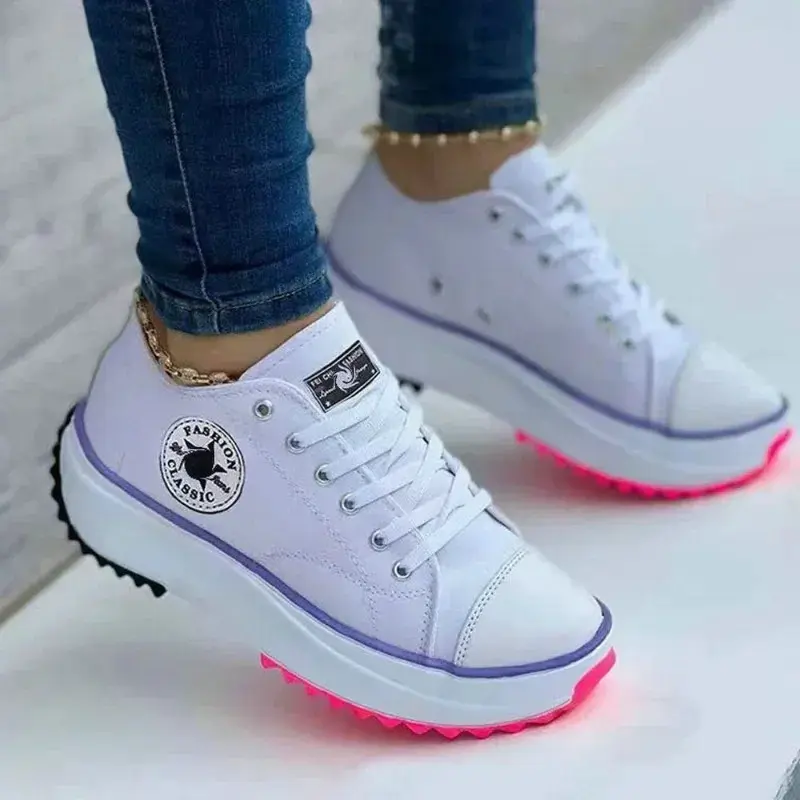 Women Pattern Canvas Sneakers Women Casual Shoes Women Sneakers Shoes Flat Lace-Up Zapatillas Mujer Chaussure Femme
