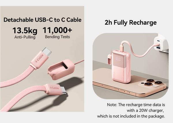INIU P50 Pocket Rocket 45W PD 10000mAh Power Bank, 2026 Mini Pocket Size Powerbank Travel Essentials Portable Charger, Detachable Lanyard USB C Cable Fast Charge Phone Battery Pack for iPhone 17 16 15 series iPad Airpods Samsung Switch Perfect Gifts