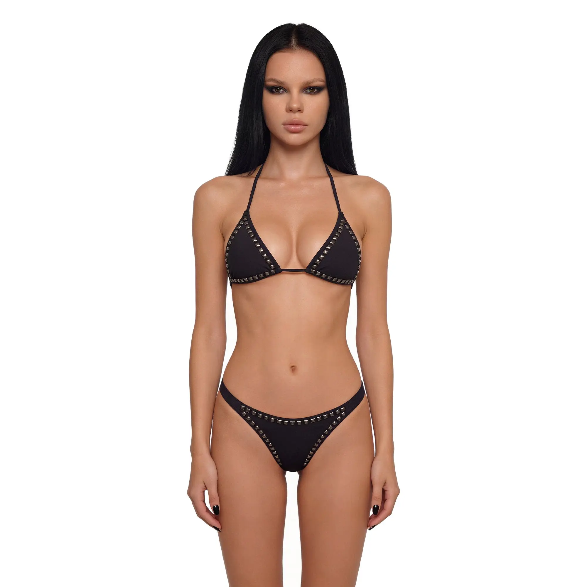 Ashlee Studded Bikini Set - Black