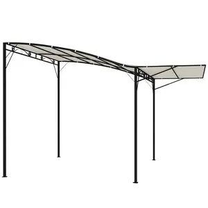 Outsunny 10' x 8' Outdoor Pergola and Patio Gazebo, Extendable Side Awning, Sun Shade Shelter for Garden, Camper, Deck, Doors and Windows, Cream White
