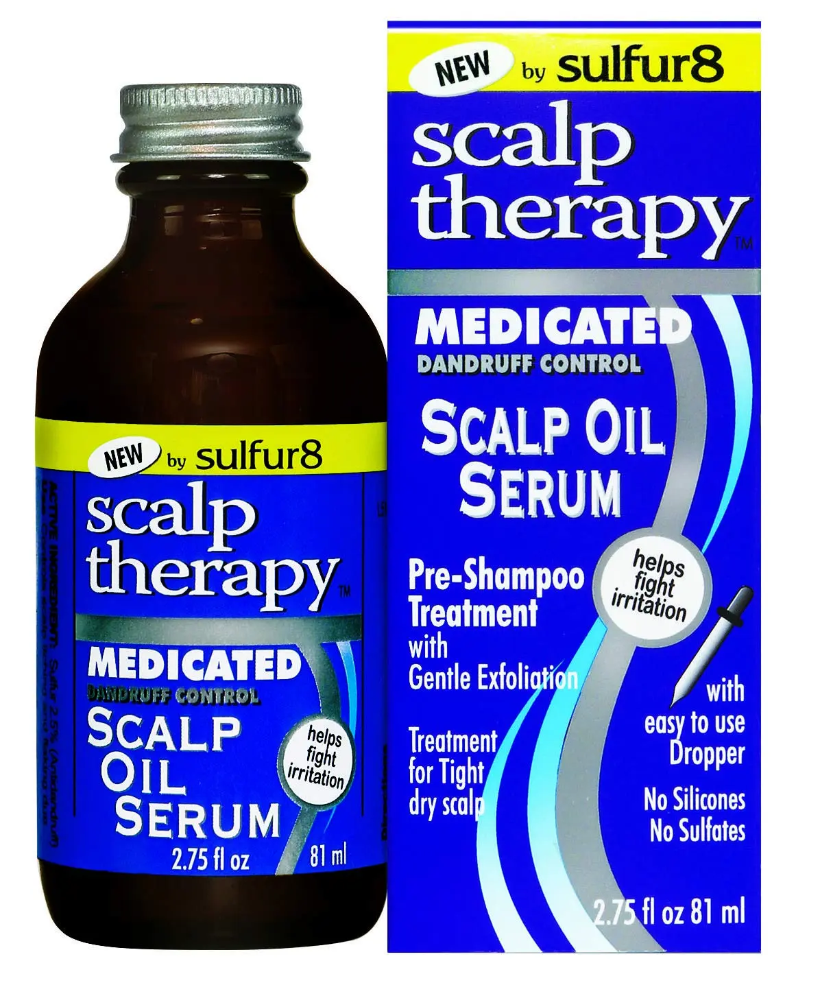 Sulfur 8 Therapy Scalp Serum Oil, 2.75oz Pre-Shampoo Treatment for Dry Scalp