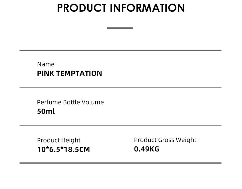 LONKOOM FORBIDDEN DARKNESS FIERY CHARM PINK TEMPTATION EAU DE PARFUM 50ML Long lasting fragrance for women and men Perfume Ambers Tuberose