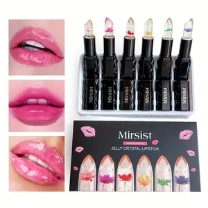 6-Piece Mirrist Jelly Color‑Changing Lip Gloss Set — Temperature‑Activated, Petal‑Shaped Crystal Finish, Radiance Enhancing Lipstick Collection