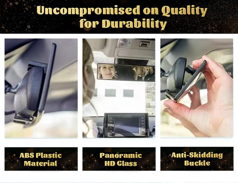 Universal 11.81 Inch Panoramic Convex real view Mirror, Interior Clip-on Wide Angle to Reduce Blind Spot Effectively for Car SUV Trucks Clear Visibility Safety Install Rearview High Definition