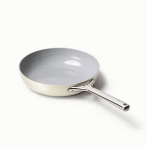 Caraway Home 10.5" Fry Pan Cream: Nonstick Ceramic Cookware, Oven-Safe, Stainless Steel Handle, Induction Compatible