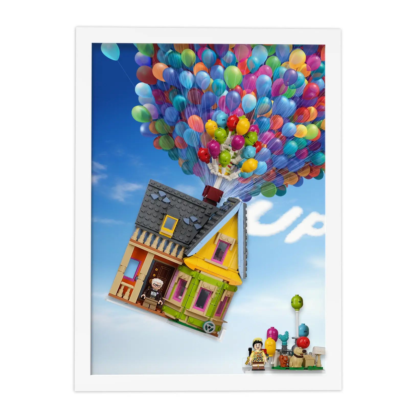 【Board Only】Acrylic Display Wall Mount for 43217 UP HOUSE ,Relive The Magic of The Beloved Animated Film, Secure & Ready-to-Hang Shelf for Your Building Set, Cloud Backdrop with Balloons, Christmas Gifts for Fans