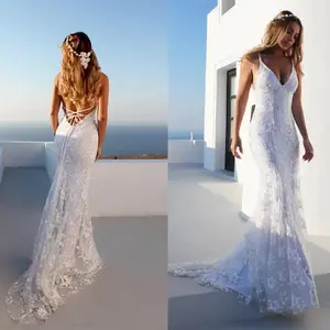 Sexy Lace Bridal Dress Women Wedding Formal V Neck