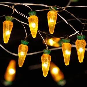 Easter Day Decorations String Lights, Carrot Paschal Theme String Lights, 10 ft 30 LEDs with Dimmable Remote, Timer, 8 Flicker Modes, 3AA Battery USB plug-in for Bedroom, Birthday, Tent Wedding Party
