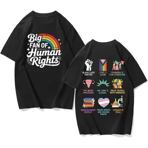 Big Fan of Human Rights Shirt, Retro Rainbow Tshirt, Radicalized by Basic Decency Tee, Everyone Welcome Gift For Liberal Anti Populism Gifts