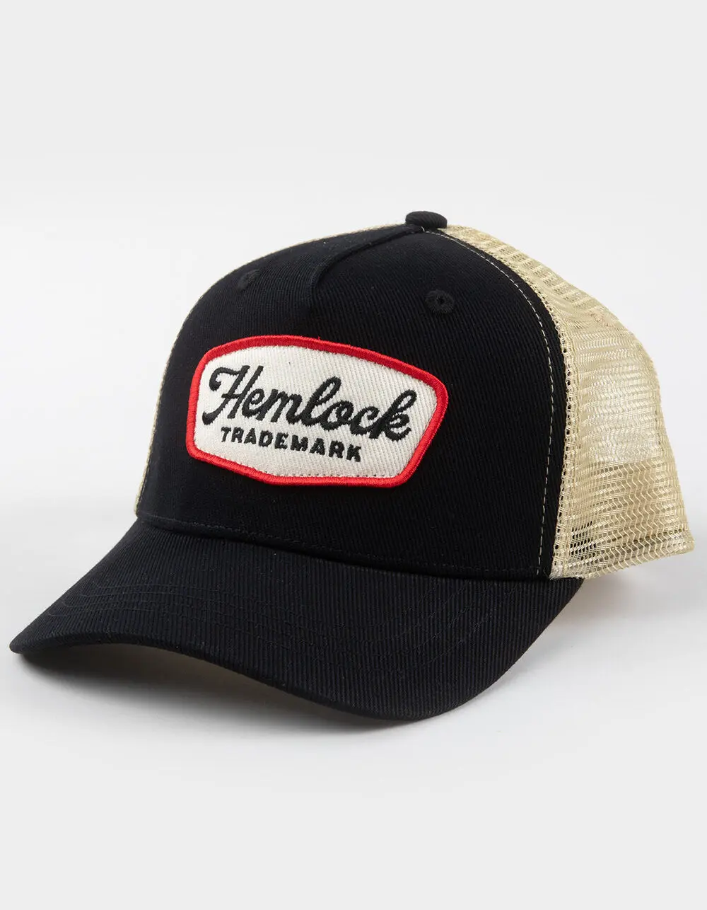 HEMLOCK HAT CO.  Mens Remington Trucker Hat, Black Combo