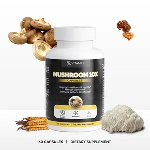 [Vitanity] Mushroom Complex 10X Capsules – Enhanced Immune & Wellness Support, Potent Antioxidant & Daily Balance, Premium Mushroom Blend, Vegan, Gluten-Free, 60 Capsules