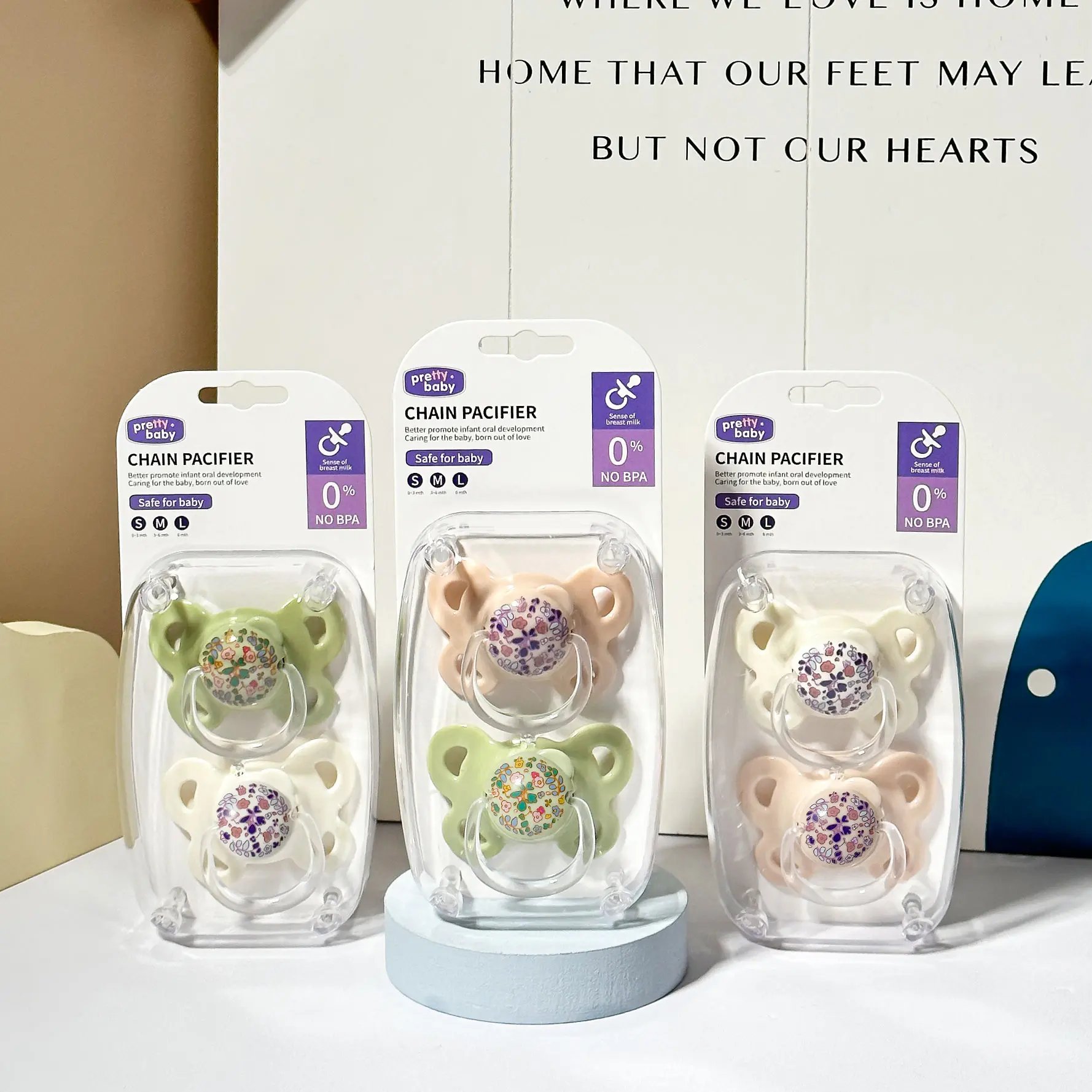 Pretty Baby 2-Piece Butterfly-Shaped Silicone Pacifiers for Babies, Snug-Fit Multi-Color Sleeping Aid Set, Infant