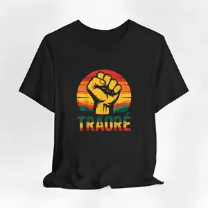 [Graphic Tees] Cotton Burkina Faso Tribute T-Shirt – Stylish Ibrahim Traore Tee with "Africa Will Rise" for Fans of African Unity and Pride