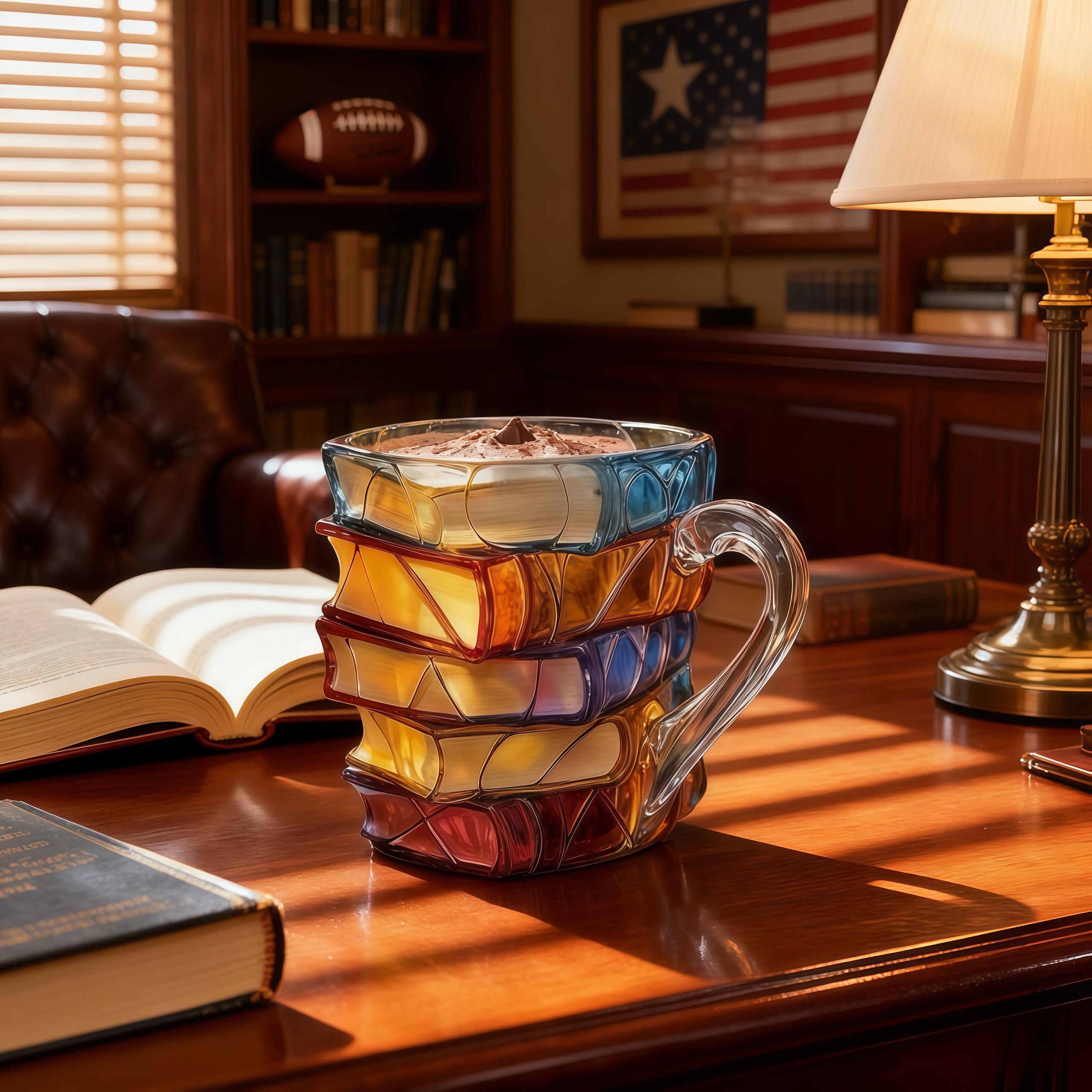 3D Painted Book Cup Colorful Stacking Glass Coffee Mug Durable Ceramic Tumbler Gift Box Set for Home Decor Book Lovers Halloween Christmas Reusable Washable All-Angle Control Drinkware cute