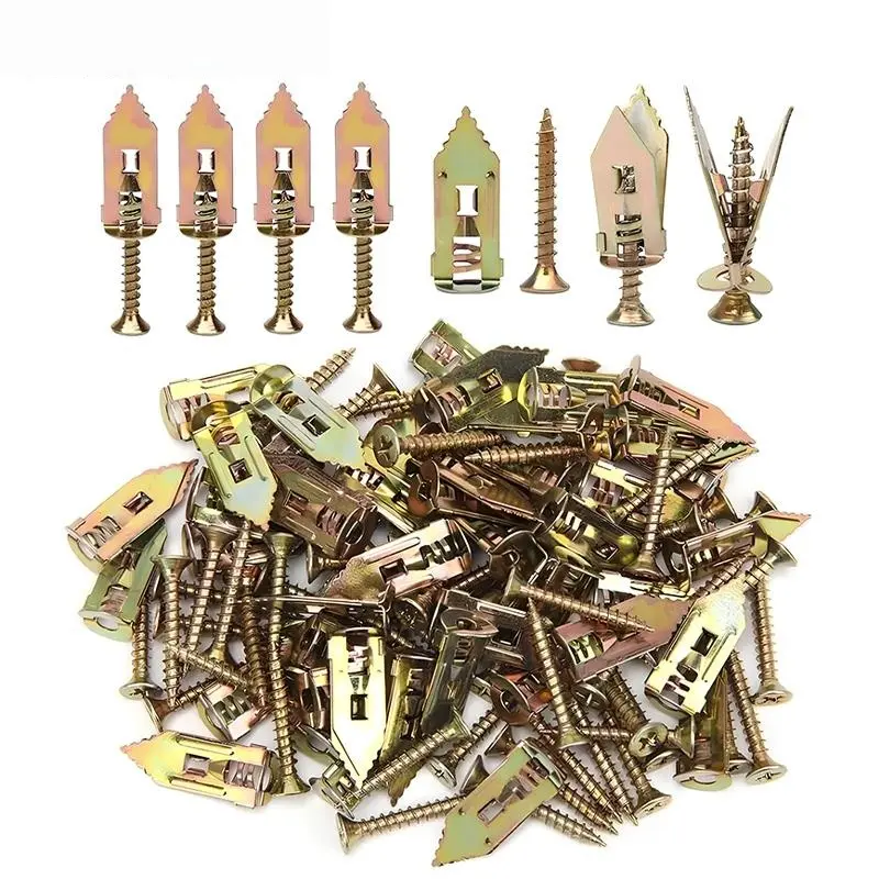 100PCS/200PCS Self-Drilling Drywall Anchors Kit with Anchors + Screws, Adjustable Hooks & Bracket - No Drill Needed, Easy Quick Install for Home Use