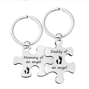 Loss Memorial Keychain Mommy Daddy of an Angel Puzzle Keyring Set of 2 Miscarriage Keepsake Baby Memorial Jewelry Gift for Infant Loss