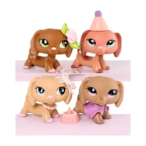 Mini Toy Shop 4Pcs Dog Figure Sets Dashchund #556 #2046 #909 #932 with Cute Accessories