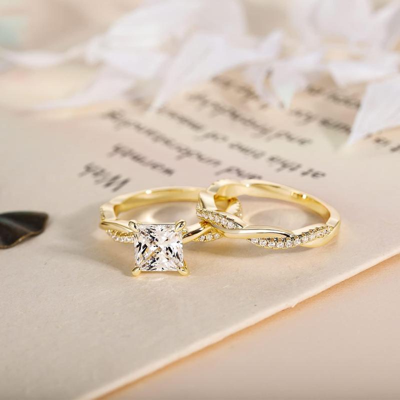 EAMTI 2ct Wedding Band for Women Princess Cut Bridal Ring Sets Cubic Zirconia Promise Engagement Rings Twisting Infinity Pave Set EAMTI 2ct Wedding Band for Women Princess Cut Bridal Ring Sets Cubic Zirconia Promise Engagement Rings Twisting Infinity Pave Set