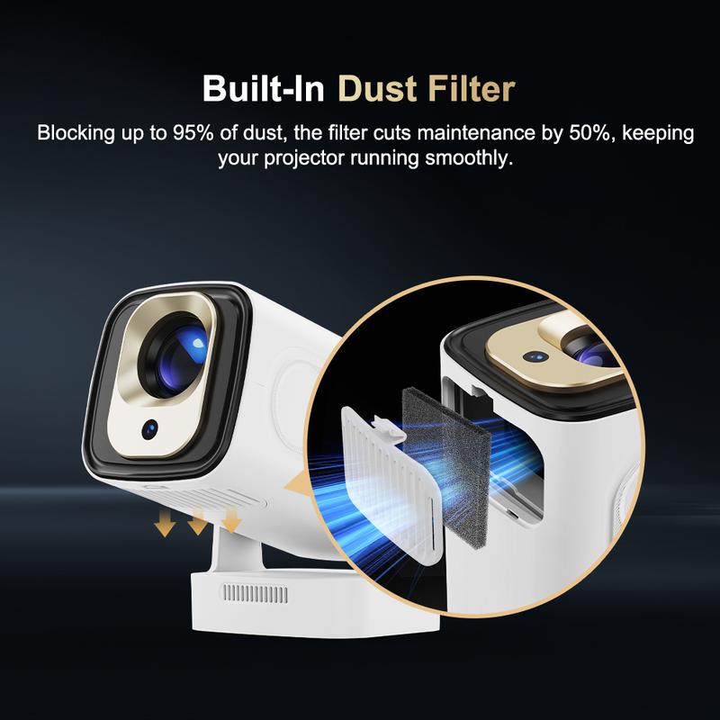 Auto Focus HY310 Intelligent Projector Google Assistant with 4K Support 330ANSI Dual WiFi6 Wireless Bluetooth5.4 1080P Native Auto Keystone Correction Androdi 11 Built-in Speaker Home Cinema Movie Outdorr