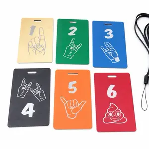 Disc Golf Friends Bag Tags - Hand Gestures, Set of 6 - Engraved Metal Bag Tags