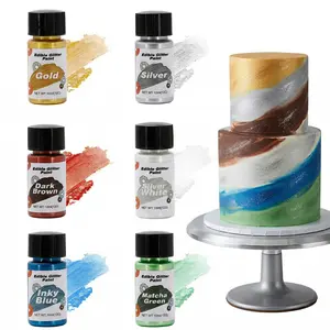 Edible Glitter Paint Set - 6 pcs Metallic Edible Cake Paint for Cake Decorating, Baking, Cupcakes, Candy - Food  Paint Liquid Luster Dust for Cookie, Fondant, Donuts-Style A