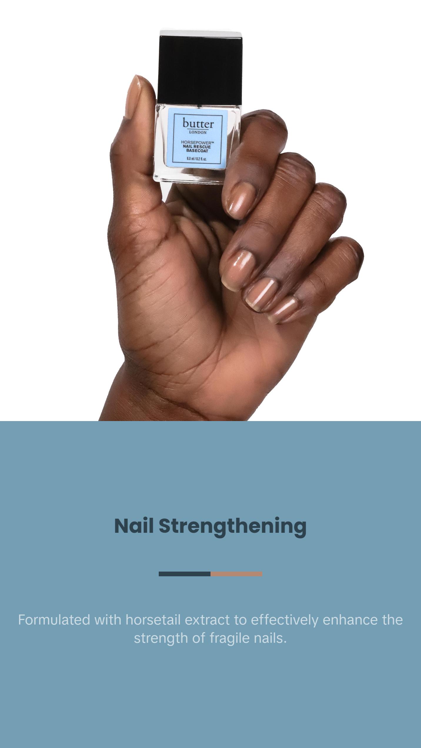butter LONDON Horse Power Nail Rescue Basecoat 0.2 fl oz - Strengthening Treatment for Weak, Brittle Nails