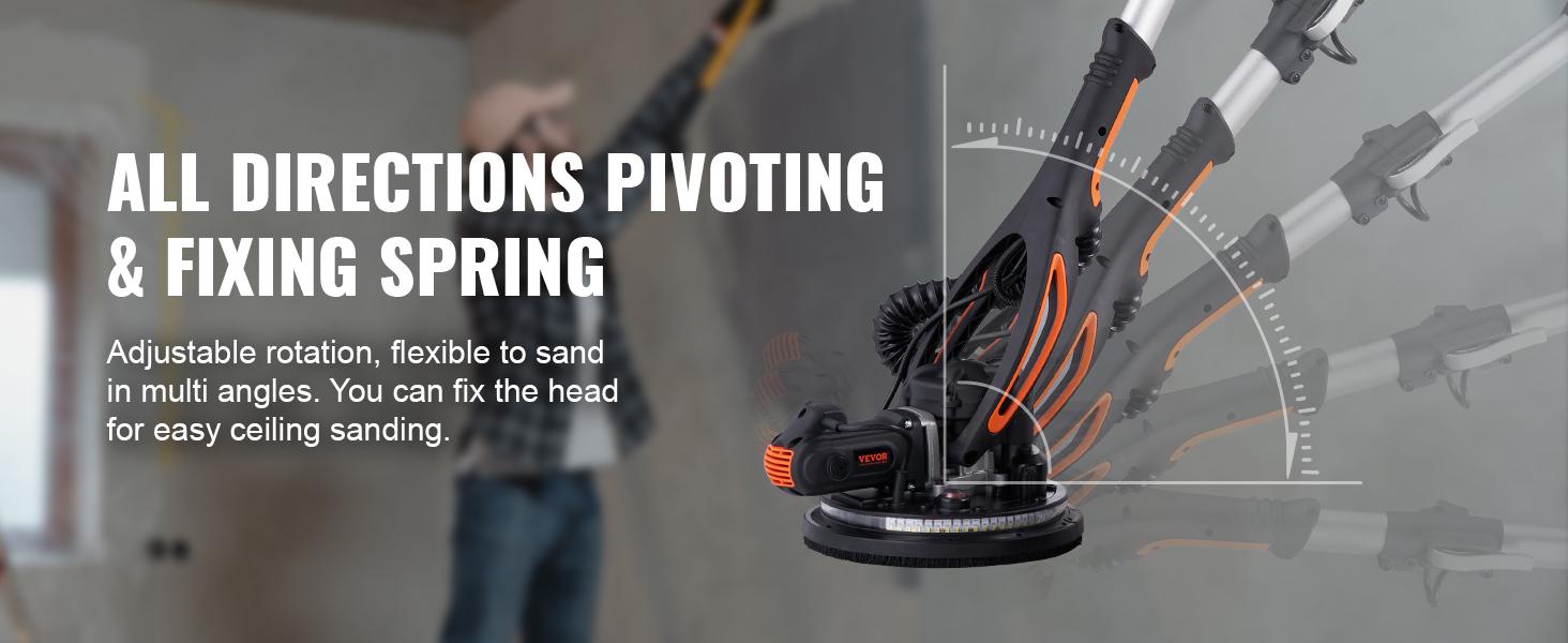 VEVOR Electric Drywall Sander, Various specifications, Foldable Handle & Self-Suction, Variable Speed, with LED Strip Light and Vacuum Bag