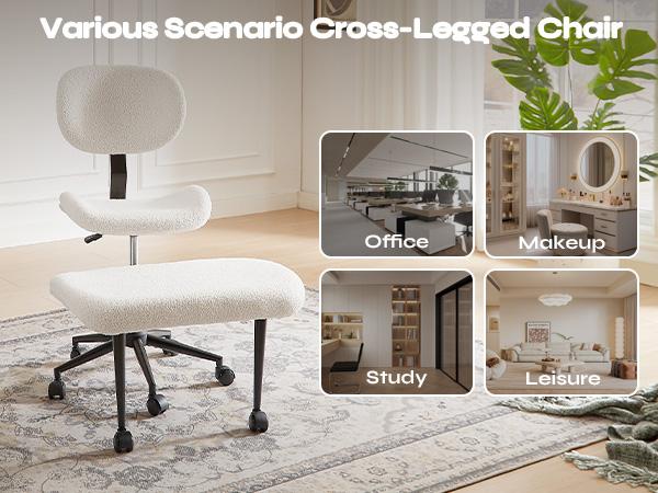 Pinmoco Curved-Shape Ergonomic Cross Legged Swivel Chair, Adjustable Height, Meditation Chair with Back Support, Home and Office