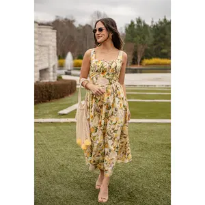 Wildflower Fields Yellow Floral Maxi Dress