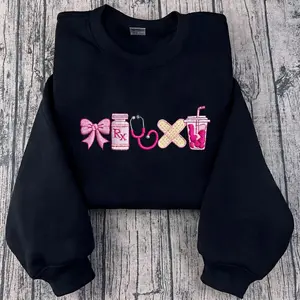 Embroidered Nurse Icon Sweatshirt, Healthcare Shirt, CNA Sweatshirt, Medical Assistant, Nursing Grad Gift, Coquette Nursing Sweatshirt