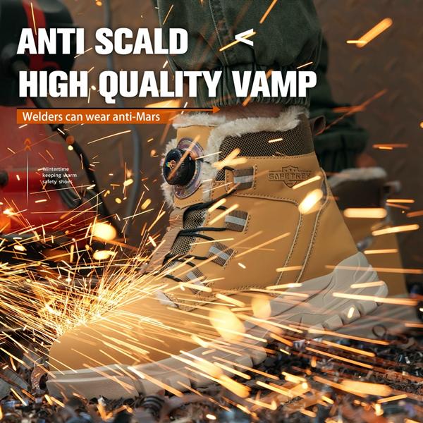 Men's Steel Toe Safety Shoes With Plush Fur Lining, Warm Insulated Design, Breathable Upper, Slip-Resistant Outsole, Soft And Lightweight Work Boots For Construction And Industry, Thoughtful Winter Gift For Men