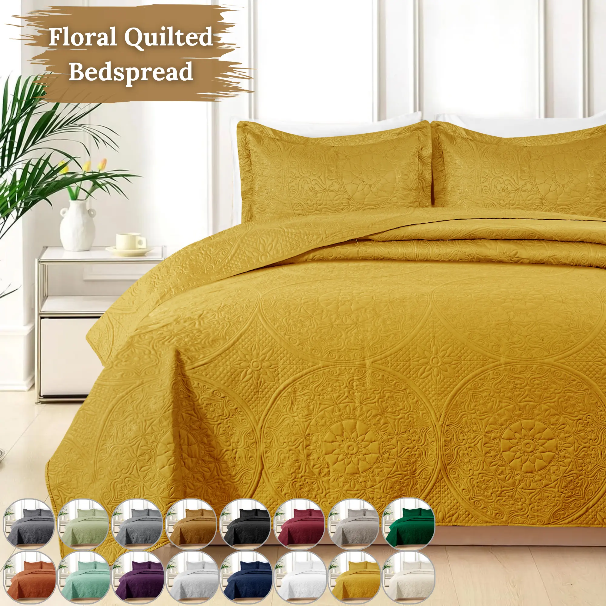 Lightweight Quilted Bedspreads Queen Bed- 3 Piece Oversized Bedspread Queen Size - Soft Bedding Set with 2 Matching Pillow Shams - Best For Summer Gift