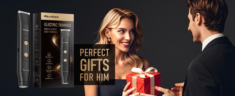 Akunbem Electric Groin Hair Trimmer for Men,Nose Hair Trimmer, Dual Heads Waterproof Ball Pubic Shaver for Male and Female, Replaceable Ceramic Blade Heads，Wet/Dry Body Razor, Christmas and Halloween & Husband Gift for Birthday